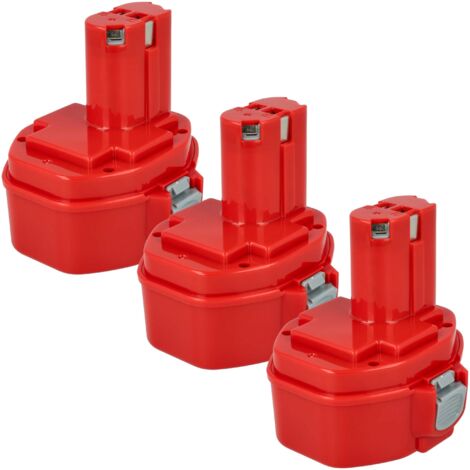 vhbw 3x batteria compatibile con Makita 4333DWDE, 1051DZ, 4033DZ, 4033D, 4333D, 4332D, 4333DWD, 4333DWAE utensile elettrico (3000 mAh, NiMH, 14,4 V)