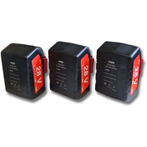 vhbw 3x batteria compatibile con Milwaukee 4933416345 C 12-28 DCR/ 0-Version, HD28 AG attrezzi da lavoro (2000 mAh, Li-Ion, 28 V)