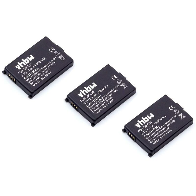 Image of 3x batteria compatibile con Telekom T-Sinus 710xa Micro, 710x Micro, 700 Micro telefono fisso cordless (1300mAh, 3,7V, Li-Ion) - Vhbw
