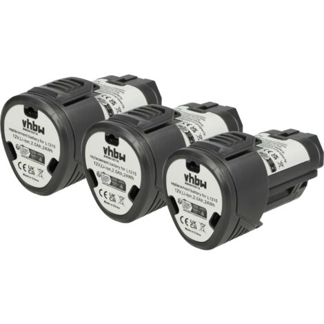 vhbw 3x batteria sostituisce AEG L1215, 4932352824, 584932, 4932, AC82048, 954932, AC82008, 3520, 3526 per utensile elettrico (2000 mAh, Li-Ion, 12 V)
