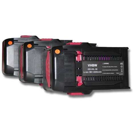 vhbw 3x batteria sostituisce Hilti B36, B36V, 418009, 2203932 per attrezzi da lavoro (4000 mAh, Li-Ion, 36 V)