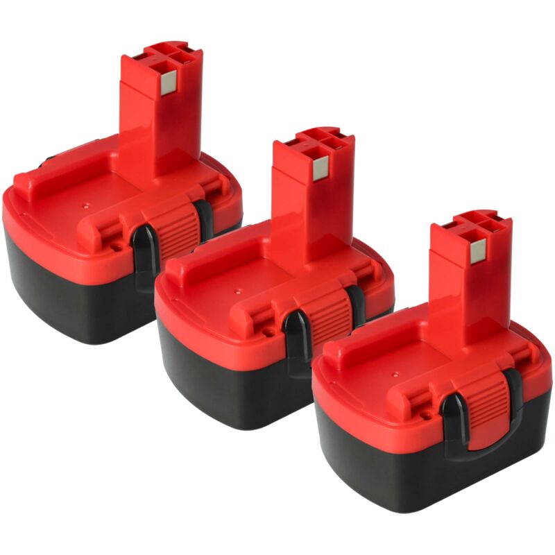 Vhbw - 3x Batterie remplacement pour Bosch 2 607 335 711, 2 607 335 699, 2 607 335 694, 2 607 335 686 pour outil électrique (1500 mAh, NiMH, 14,4 v)