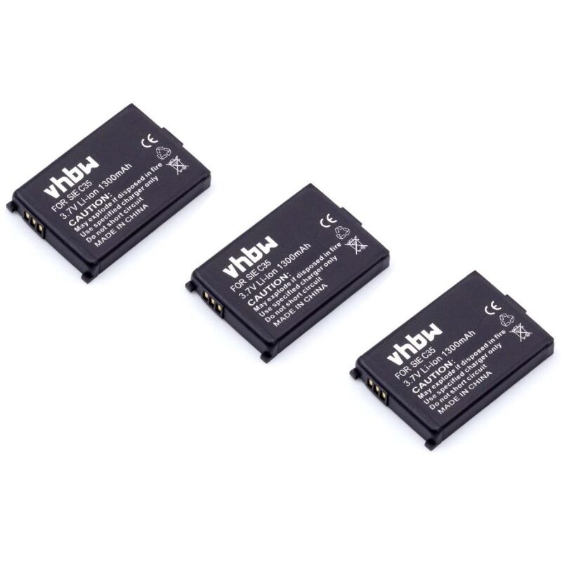 Vhbw - 3x Batterie remplacement pour Siemens L36880-N5401-A102, V30145-K1310-X127 pour téléphone fixe sans fil (1300mAh, 3,7V, Li-ion)