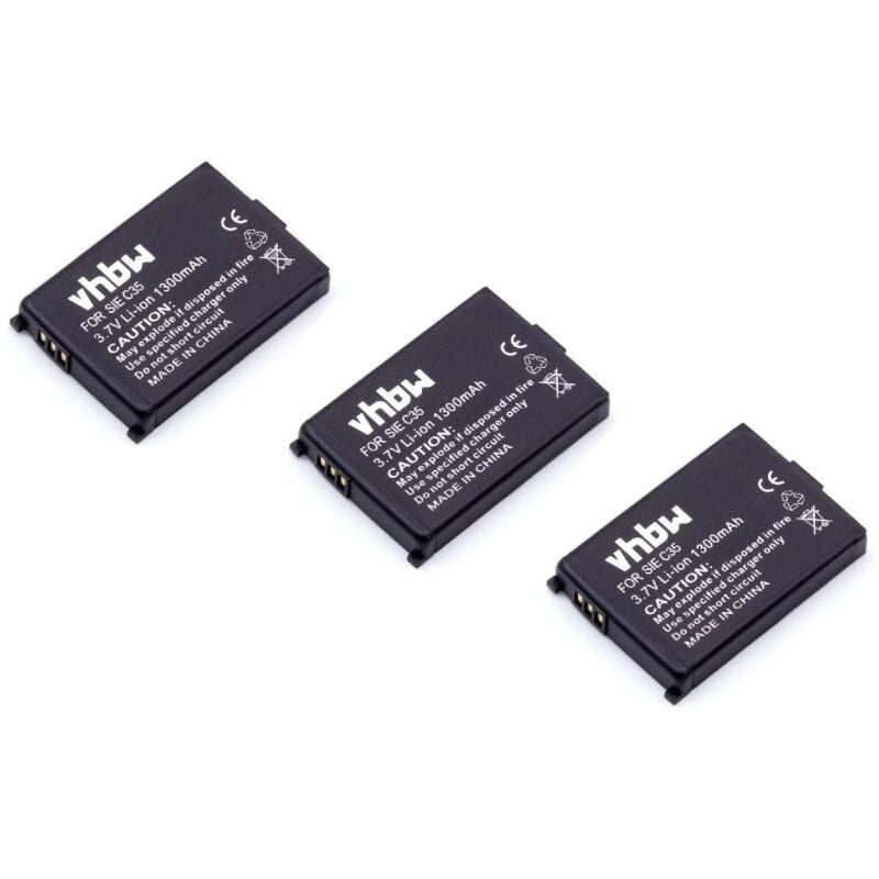 Vhbw - 3x Batterie remplacement pour Siemens V30145-K1310-X12T, V30145-K1310-X132 pour téléphone fixe sans fil (1300mAh, 3,7V, Li-ion)
