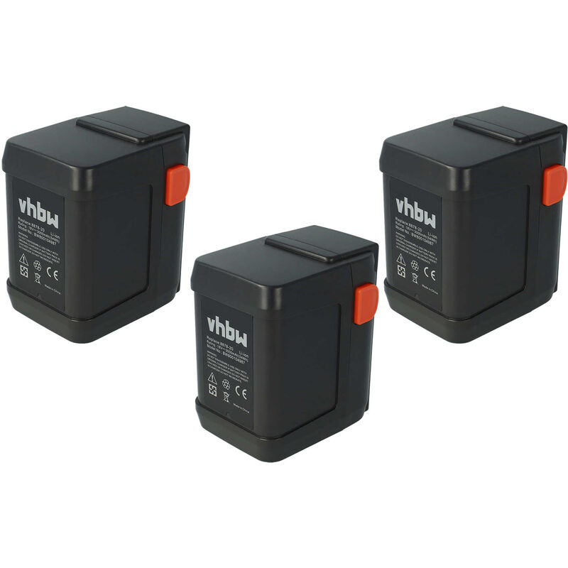 vhbw 3x Batteries compatible avec Gardena taille haie EasyCut 42 Accu (8870-20), EasyCut 46 (8871-20) 3000mAh, 18V, Li-ion