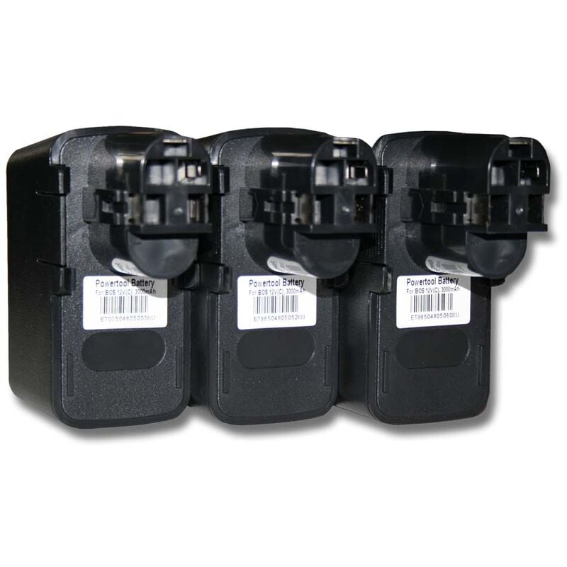 3x Batteries compatible avec Bosch B2500, babs 12V, BH-1214, gbm 12VES-2, gli 12V outil électrique (3000mAh NiMH 12 v) - Vhbw