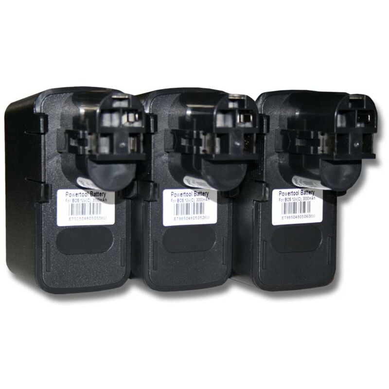Vhbw - 3x Batteries compatible avec Würth ABS12-M2, abs 12M2, abs 12M-2, abs 12 M2, abs 12 M-2 outil électrique (3000mAh NiMH 12 v)