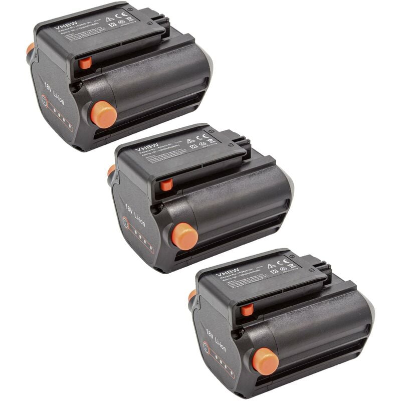 3x Batteries remplacement pour Gardena 9840-20, BLi-18, 9839-20 pour (2000mAh, 18V, Li-ion) - Vhbw