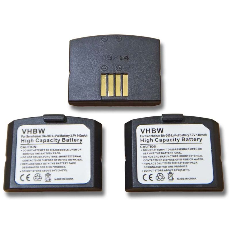3x Batteries remplacement pour Sennheiser NCI-PLS100H pour casque audio, écouteurs sans fil (140mAh, 3,7V, Li-polymère) - Vhbw