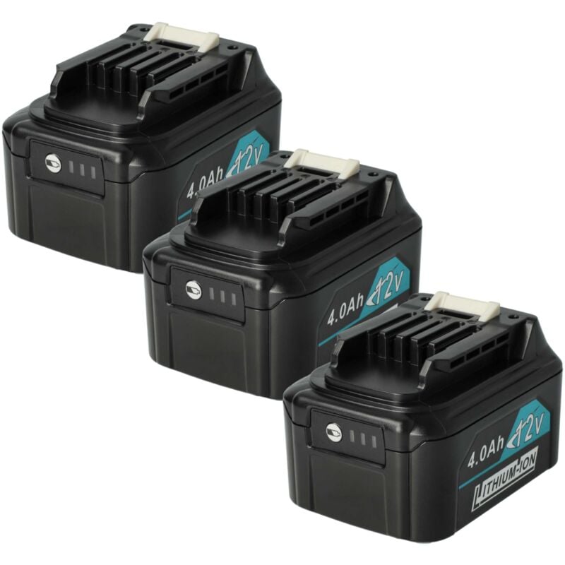 vhbw 3x Battery compatible with Makita CG100D, 12V MAX CXT, CG100, CG100DZA, CG100DWAEA, CG100DSYEX Power Tools (4000 mAh, Li-Ion, 12 V)