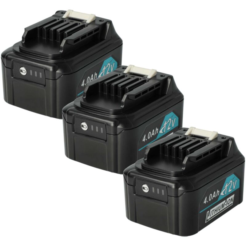 3x Battery compatible with Makita CL106FDSM, CL106FD, CL106FDSY, CL106FDSMW, CL106FDZ, CL106FDSYW Power Tools (4000 mAh, Li-Ion, 12 v) - Vhbw