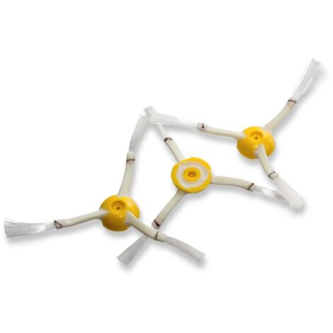 vhbw 3x Brosse latérale compatible avec iRobot Roomba 866, 876 robot aspirateur - Lot de brosses, blanc / jaune