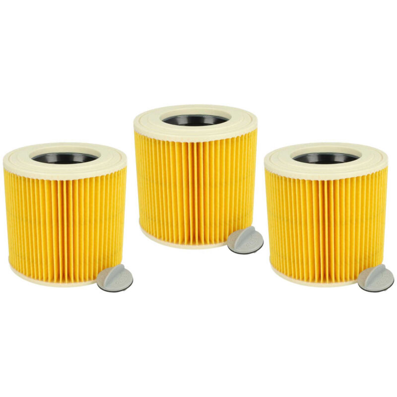 3x Cartridge Filter compatible with Kärcher nt 27/1 me Professional, nt 48/1 te Professional Vacuum Cleaner - Brown - Vhbw