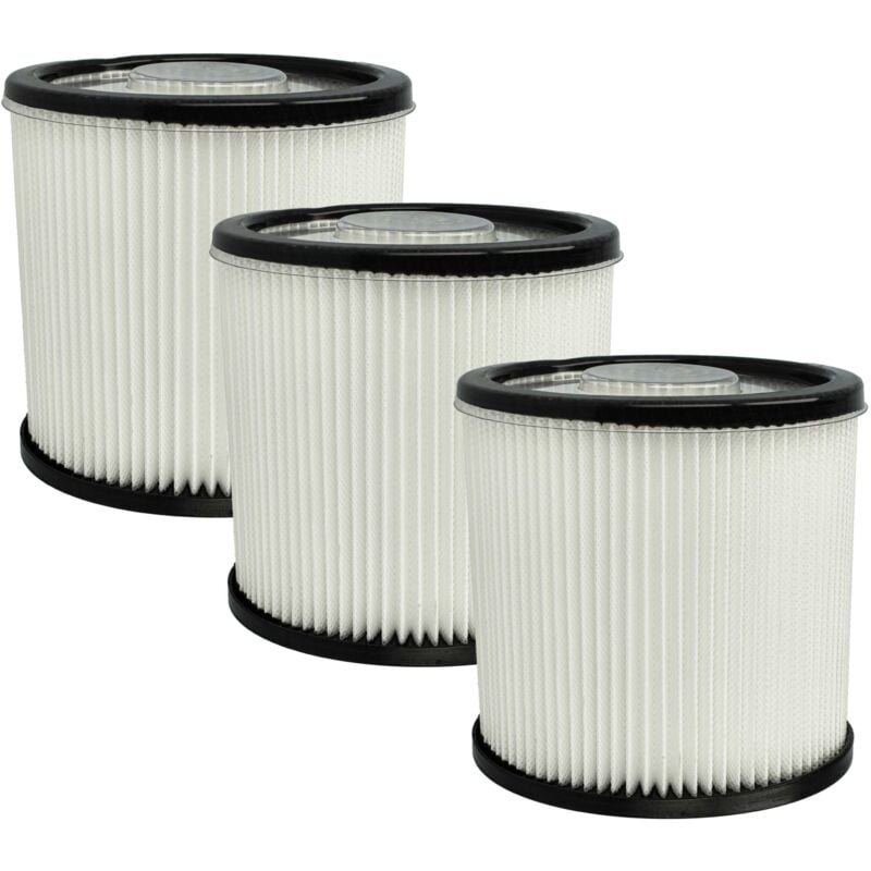 Vhbw - 3x Filter compatible with Scheppach NTS20, NTS16 Vacuum Cleaner - hepa filter Black White