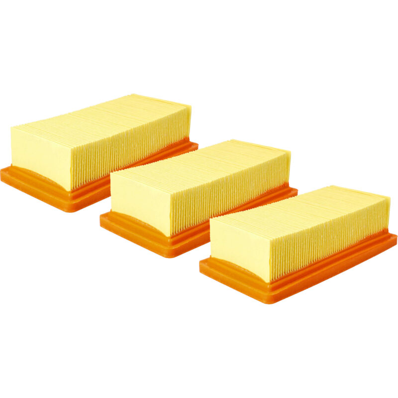 Lot de 3x filtres plissé plat compatible avec Kärcher AD2, ad 2 Battery, ad 2 Battery Set aspirateur - Élément filtrant - Vhbw