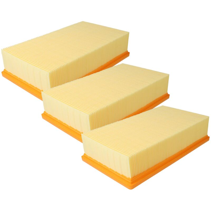 Vhbw - 3x filtre plissé plat compatible avec Kärcher nt 55/1 Tact/Te/M, nt 561 Eco/Te/M, nt 611 Eco/Te/M, nt 611 mfw aspirateur - Élément filtrant