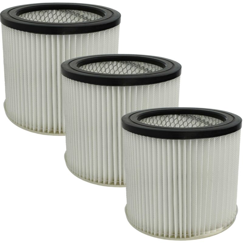 3x filtre plissé compatible avec Scheppach NTS30 Premium aspirateur à sec/humide - noir / blanc - Vhbw
