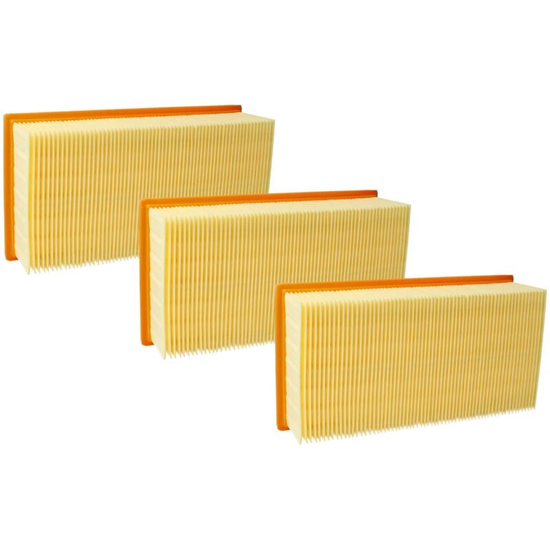 3x filtre plissé plat remplacement pour Kärcher 6.904-156.0, 6.904-068.0 pour aspirateur - Élément filtrant - Vhbw