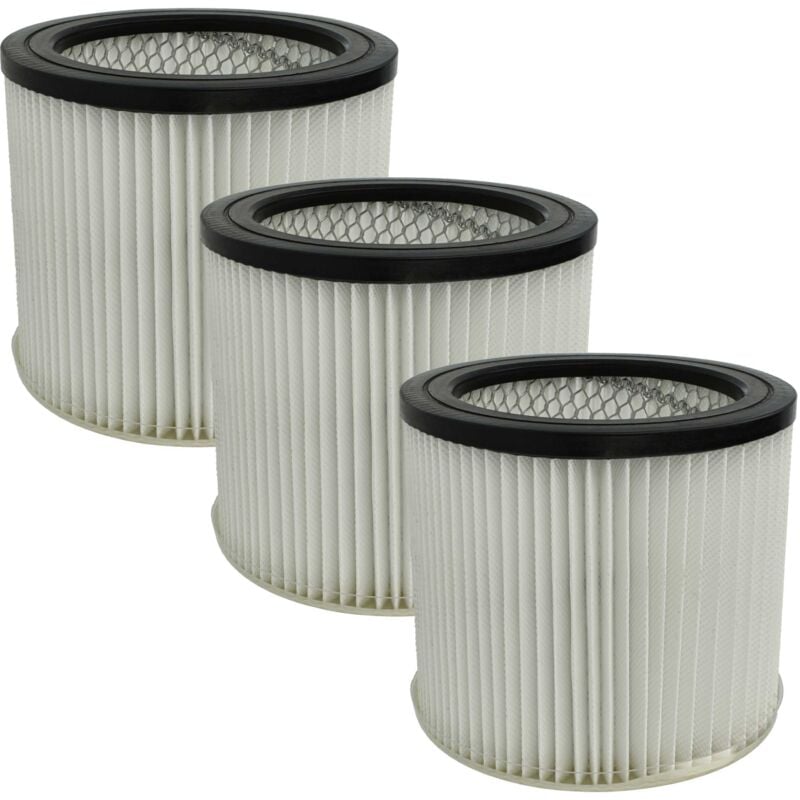 3x filtre plissé remplacement pour Scheppach 7907709719 pour aspirateur à sec/humide - noir / blanc - Vhbw