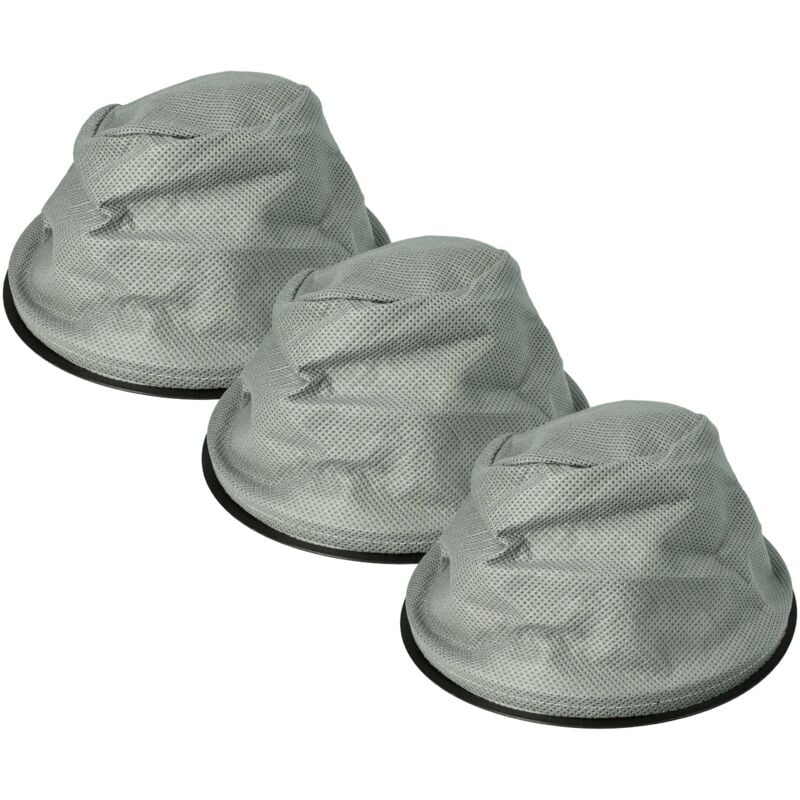 Vhbw - 3x Filtres à sac compatible avec Kaminer aspirateur à cendres 10L/15L aspirateur de cheminée - Filtre de rechange, lavable gris / noir