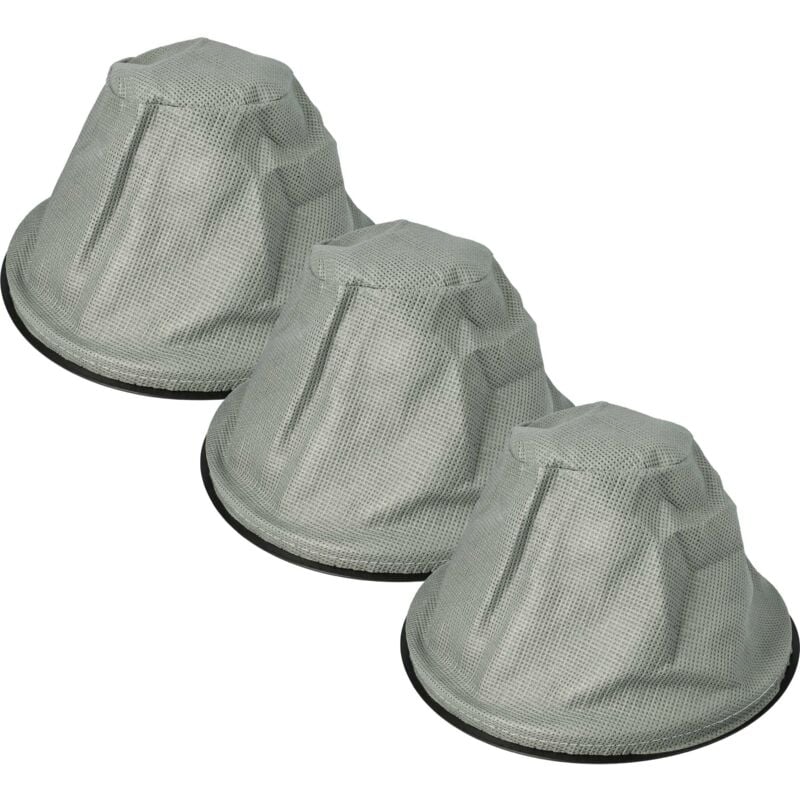 3x Filtres à sac compatible avec Parkside Pas 500 D2 aspirateur de cheminée, aspirateur à cendres - Filtre de rechange, lavable noir / gris - Vhbw