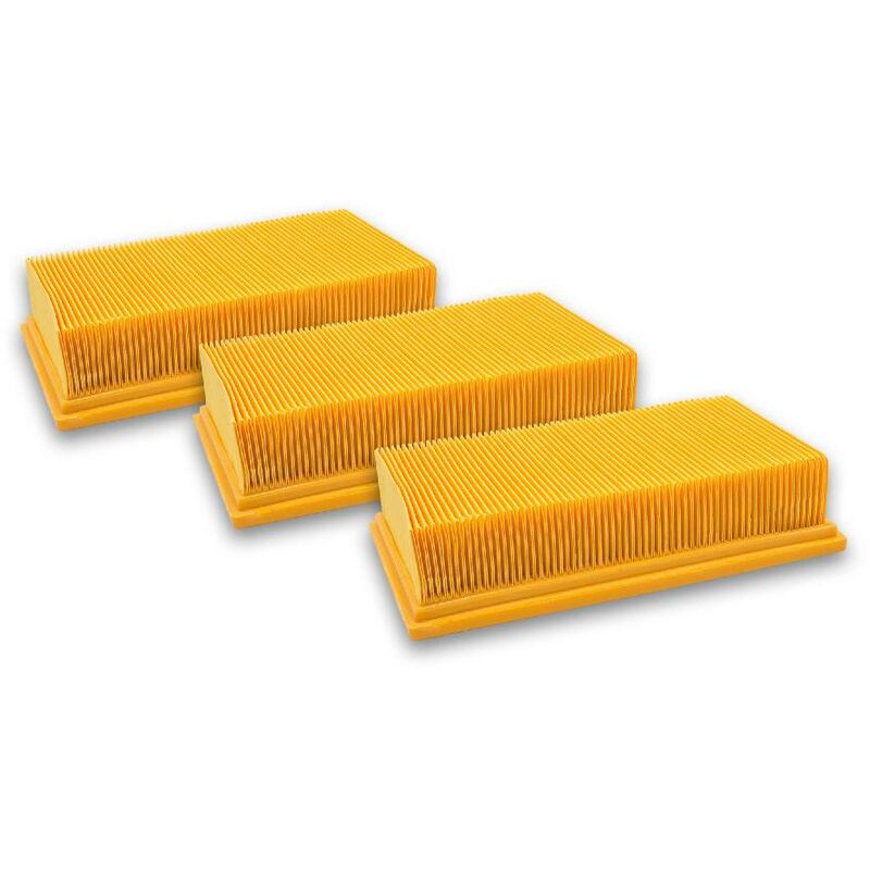 Vhbw - 3x filtre plissé plat compatible avec Würth iss 45-M, iss 35, iss 35-S, iss 55-S aspirateur - Élément filtrant