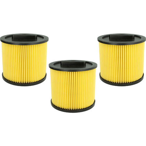 vhbw 3x filtro a pieghe piatte compatibile con Thomas Vario 820, 786/B, 920, 20 S, 926, 826 SD, 931 SL aspirapolvere - nero / giallo, lavabile