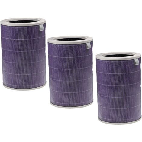 vhbw 3x Filtro HEPA compatible con Xiaomi Mi Air Purifier 2H purificador aire - Filtro de repuesto con filtro carbón activado, antibacteriano