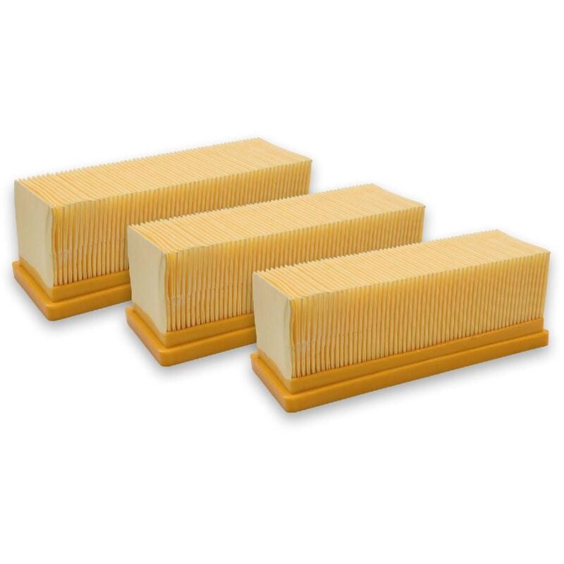 3x Flat-Fold Filter compatible with Kärcher nt 181 Profi, a 2731 pt, a 2801, A2801 Plus, SE3001, se 2001 Vacuum Cleaner - Pleated Filter Element