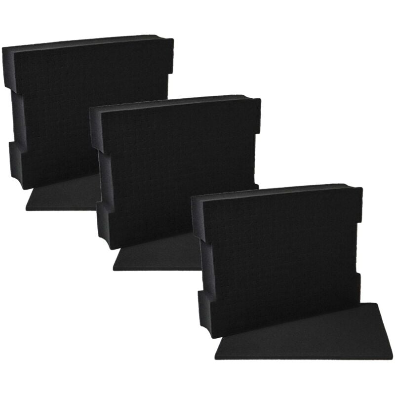 3x Insert en mousse avec plaque de fond compatible avec Bosch ls-boxx 306 coffre à outils - mousse personnalisable, noir - Vhbw