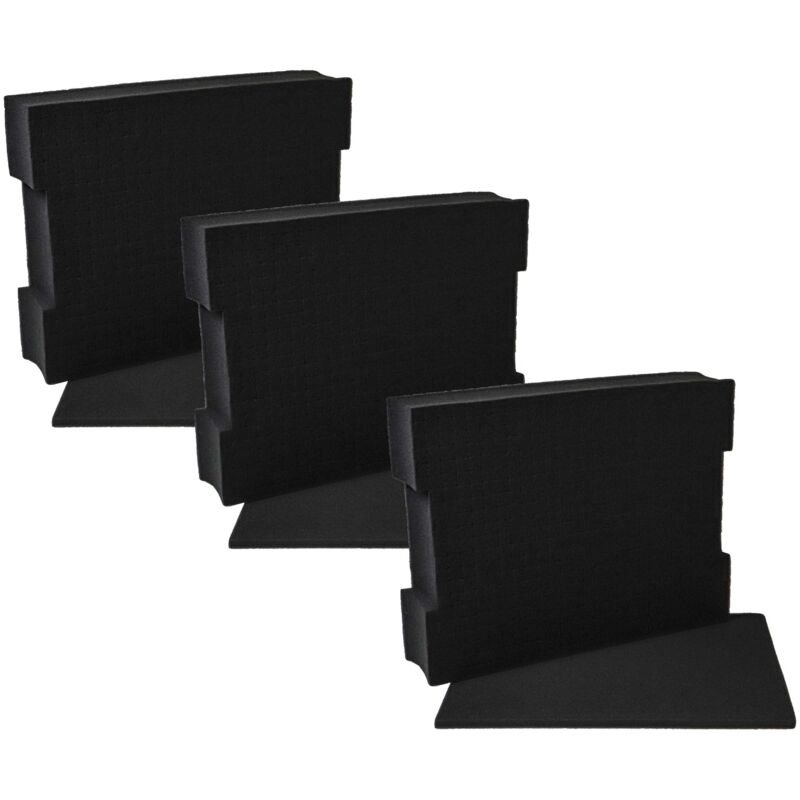 3x Insert en mousse avec plaque de fond remplacement pour Sortimo 6000003673 pour coffre à outils - mousse personnalisable, noir - Vhbw