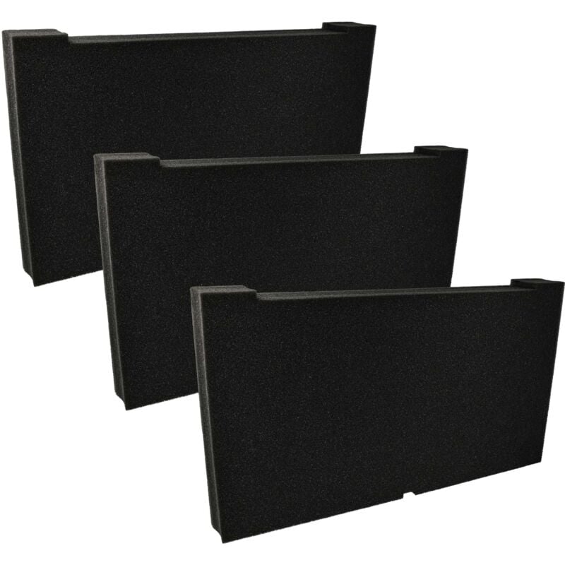 Vhbw - 3x Insert en mousse compatible avec Dewalt Tough-Box DS400 coffre à outils - mousse personnalisable, 2 couches, noir