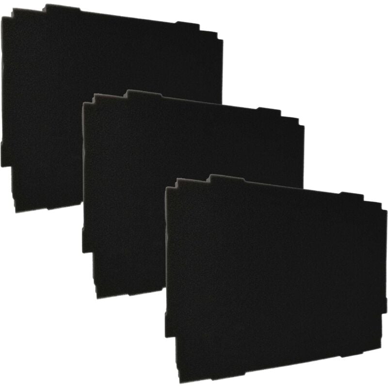 vhbw 3x Insert en mousse remplacement pour 4250155837464 pour coffre à outils - mousse personnalisable, noir