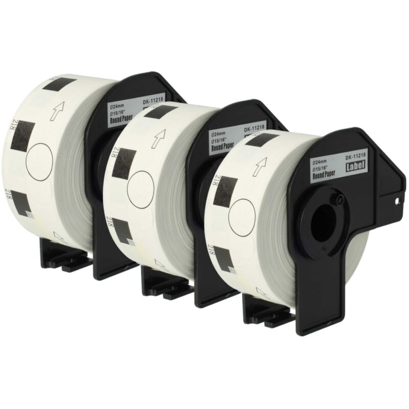 vhbw 3x Label Roll with Holder 24mm (1000 Label) Replacement for Brother DK-11218 for Label Maker - Premium White