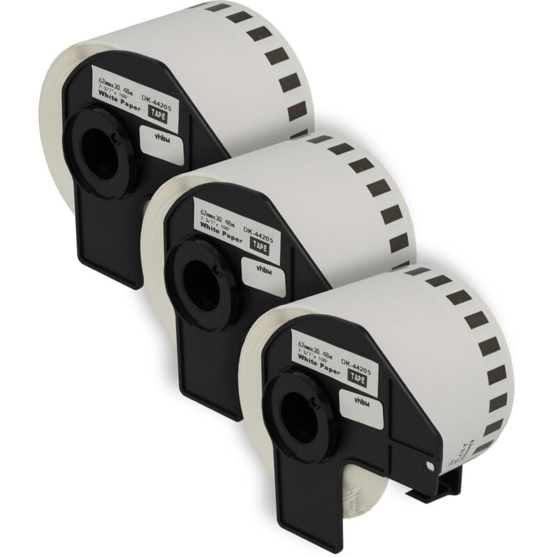 Vhbw - 3x Label Roll with Holder 62mm x 30.48m (1 Label) compatible with Brother pt QL-560 Label Maker - Premium, Removable