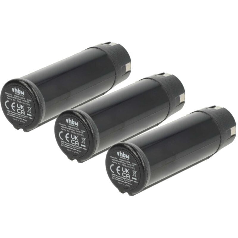 Vhbw - 3x Akku kompatibel mit Ryobi CSD42l, HP53LK, RGS410, RLP416, AP4700, AP4001, AP4302 Werkzeug (1500 mAh, Li-Ion, 4 v)