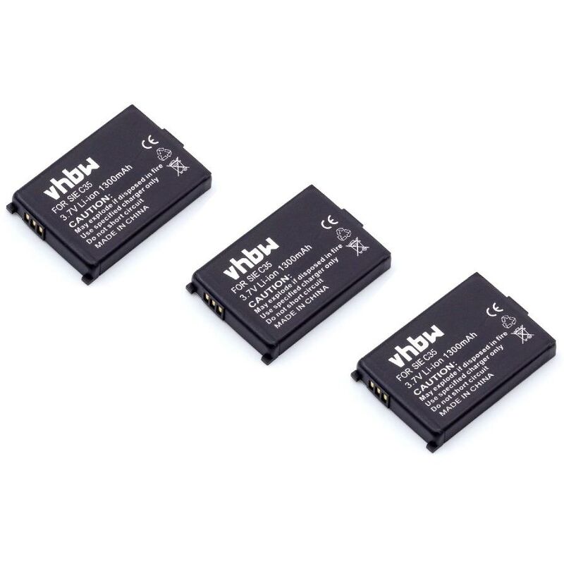 

3x batería compatible con Telekom Sinus 700m teléfono fijo inalámbrico (1300mAh, 3,7V, Li-Ion) - Vhbw