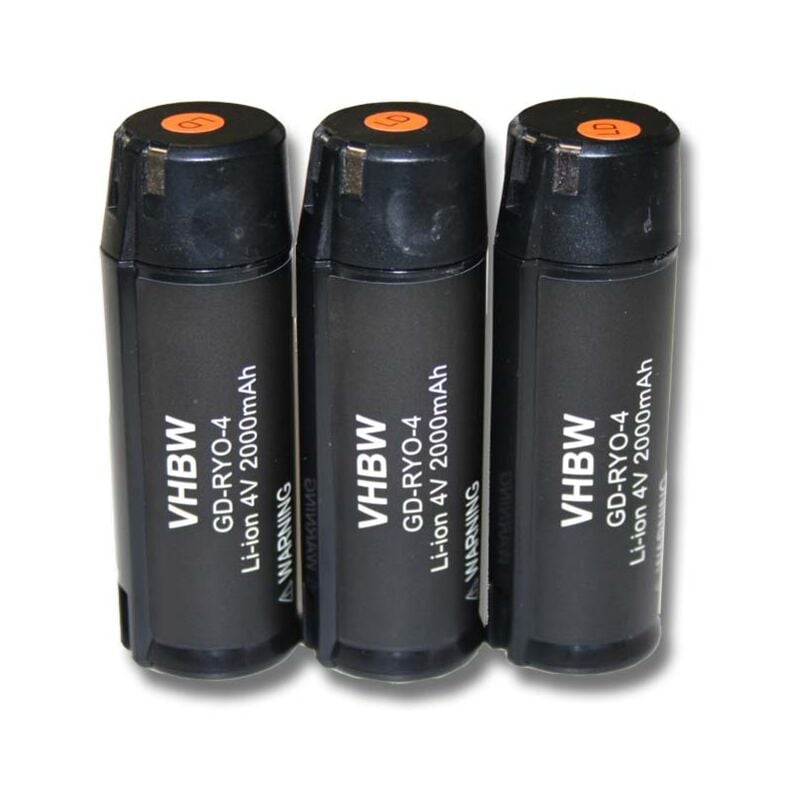 Image of vhbw 3x Li-Ion Batterie 2000mAh (4V) compatibile con Apparecchi RP4900, TEK 4, TEK4, Ryobi AP4001, Ryobi CSD42l, Ryobi RGS410 Sfoltirami sostituisce