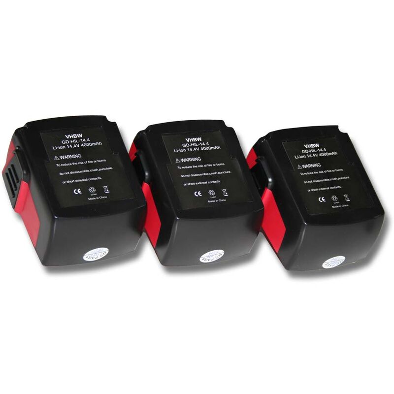 Image of 3x batteria compatibile con Hilti sfh 144-A cpc 14.4V, SF144-A, sfh 144-A, sf 144-A cpc 14.4 v utensile elettrico (4000 mAh, Li-Ion, 14,4 v) - Vhbw