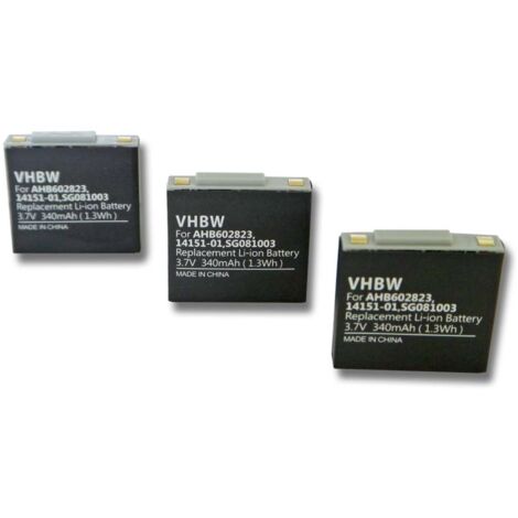 vhbw 3x Li-Poly batteria 340mAh (3.7V) compatibile con auricolari, cuffie wireless sostituisce GN Netcom 14151-01, 14151-02, AHB602823, SG081003
