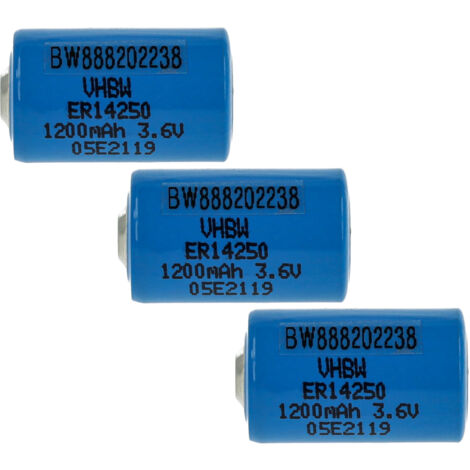 vhbw 3x Lithium ER14250 Round Cell Batteries Replacement for TL-2150, TL-2150/S, TL-2151, TL2150, TL2151 - Special Battery (1200mAh, 3.6 V, Li-SOCl2)