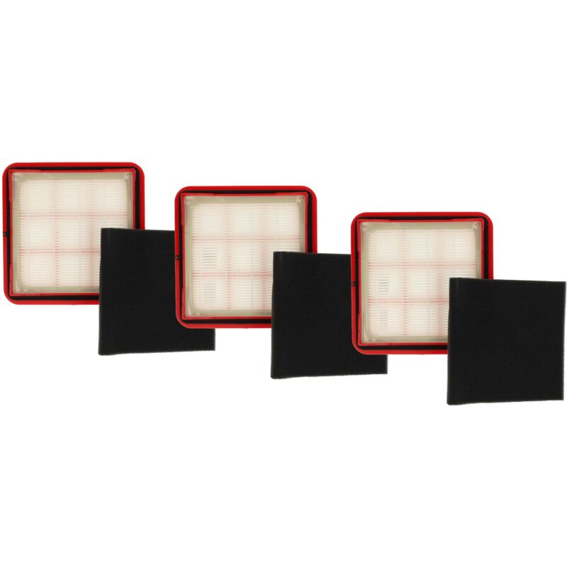 3x motor filter, 3x foam filter compatible with Beko vco 32804 aw, vco 32801 ar, vco 32801 af, vco 32818 wr Vacuum Cleaner - Vhbw