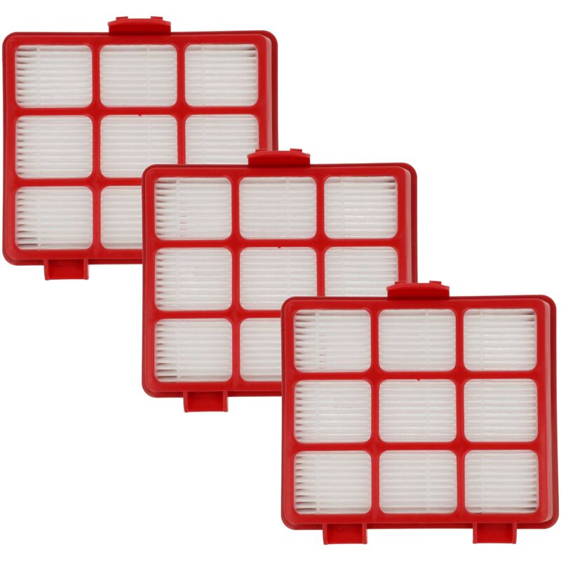 3x Replacement Filter compatible with Grundig vcc 3170 l, vcc 3870 a Vacuum Cleaner - Exhaust Filter Red Black White - Vhbw