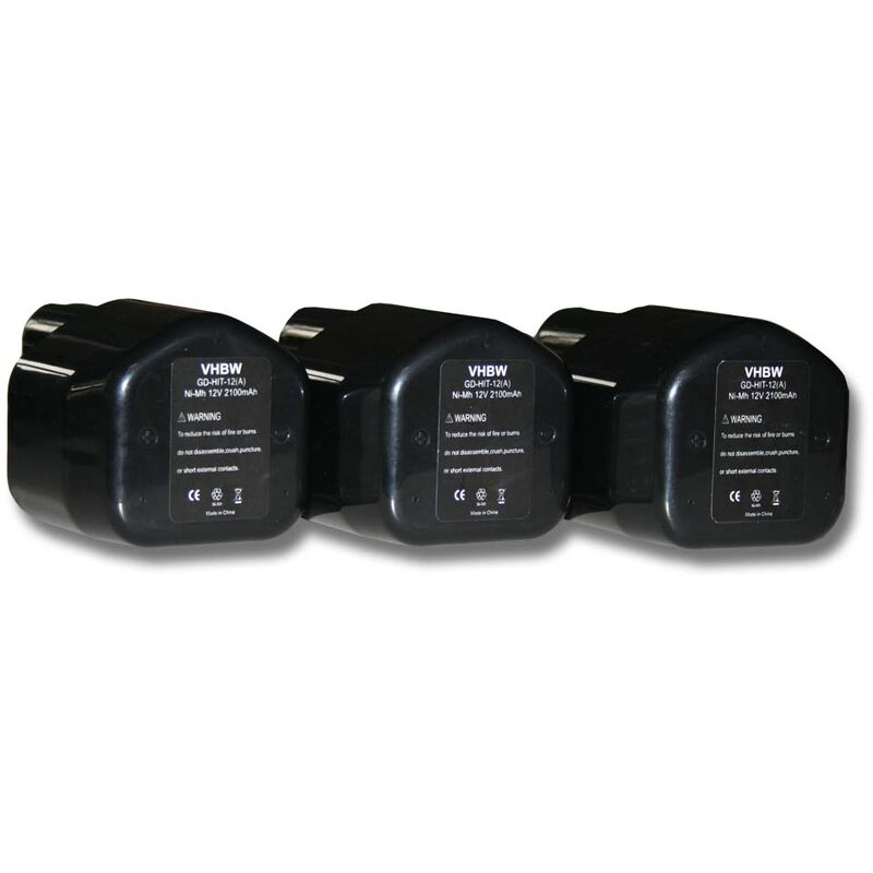 

3x Ni-MH batería 2100mAh (12V) para herramientas C 14DSL, RB 18DSL, C6DD, DS12DV, CL 13D, DB 12DM2 por Hitachi EB12, EB1224, EB12B, EB12G, EB12M.