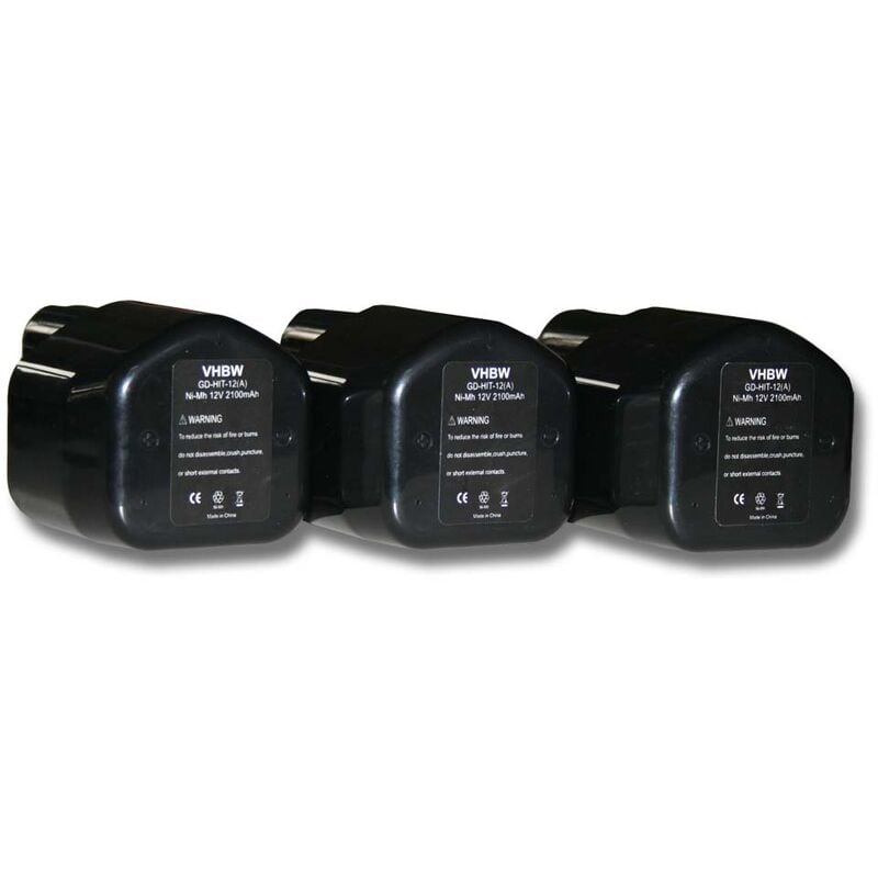 

3x Ni-MH batería 2100mAh (12V) para herramientas DS 12DVF3, DS12DVF2, DS 12DVF, DS 12DVB2KS por Hitachi EB12, EB1224, EB12B, EB12G, EB12M. - Vhbw