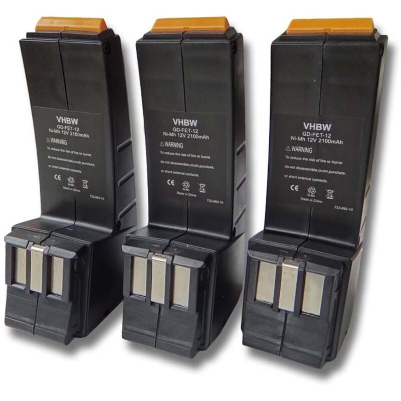 

3x Ni-MH batería 2100mAh (12V) para herramientas Festo Festool 490592, 490889, 491150, C12CE-NC-C45-Plus, C12DUO, C12GG, CCD12, CCD12ES - Vhbw