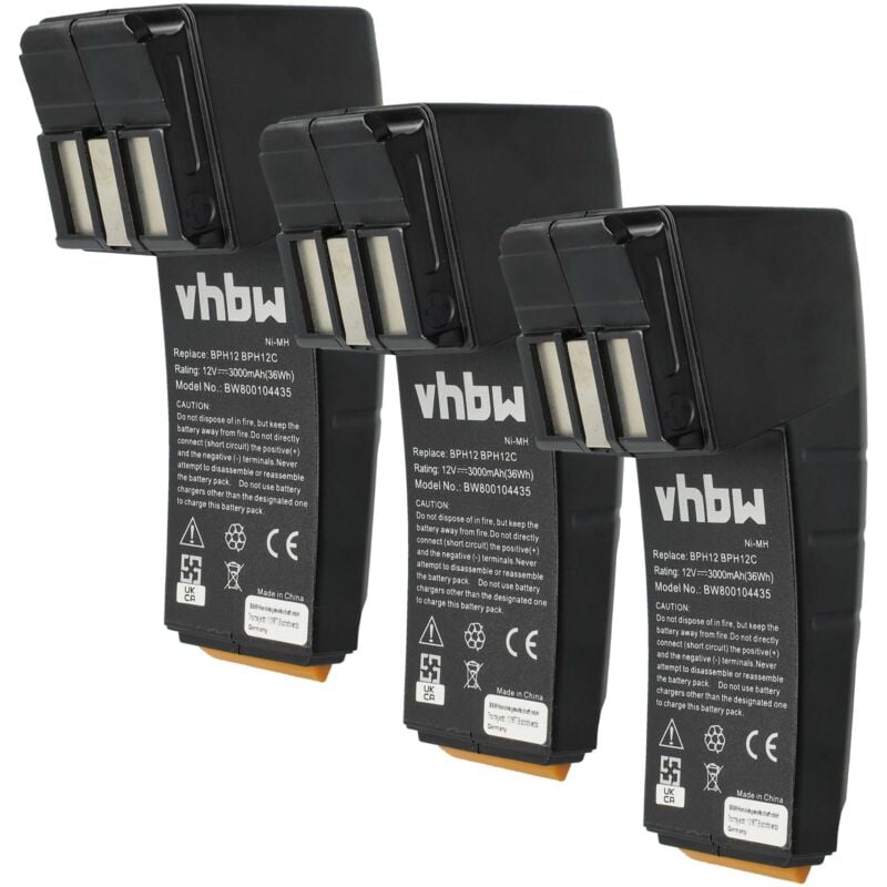 

3x Ni-MH batería 3000mAh (12V) para herramientas Festo Festool CCD12ES-C, CCD12FX, CCD12MH, CCD12v, CDD12, CDD12E, CDD12ES, CDD12ESC, CDD12FX - Vhbw