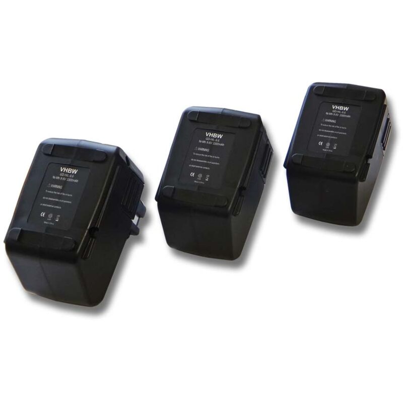 

3x Ni-MH batería 3300mAh (9.6V) para herramientas Hilti SF100, SF100A, SFB105 por Hilti BP10265605, 315078, 334584, SPB105. - Vhbw