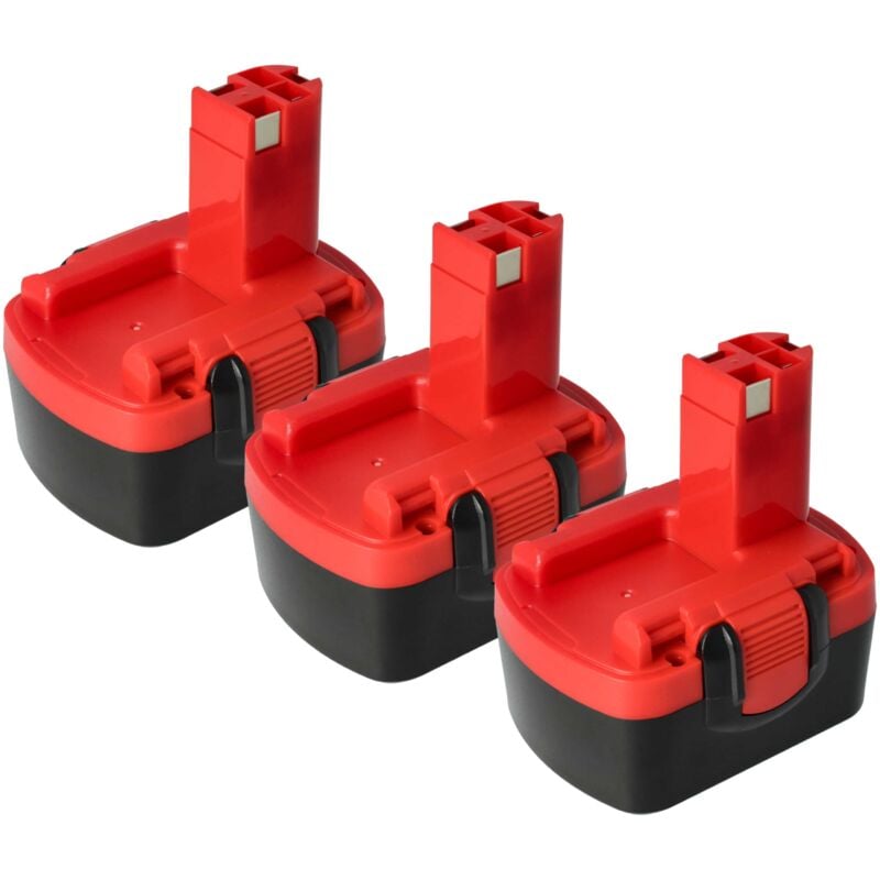 vhbw 3x Batterie compatible avec Bosch PAG 14.4V, PDR 14.4V/N, PLI 14, PSB 14, PSB 14.4V, PKS 14.4V outil électrique (1500 mAh, NiMH, 14,4 V)