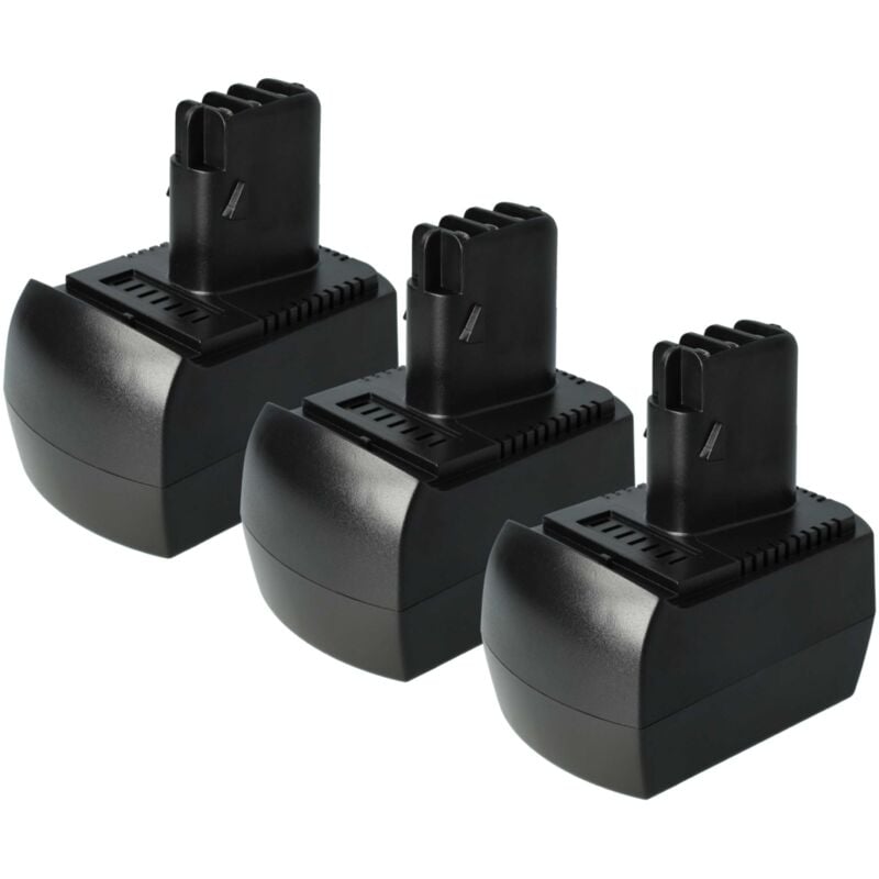 vhbw 3x Batterie compatible avec Metabo BZ 12 SP, SSP 12, BSZ 12 Impuls, BSZ 12 Premium, BS 12 SP, BSZ 12 outil électrique (1500 mAh, NiMH, 12 V)